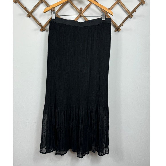 Adrianna Papell Clip Dot Pleat Skirt in Black Size XL - Picture 2 of 7